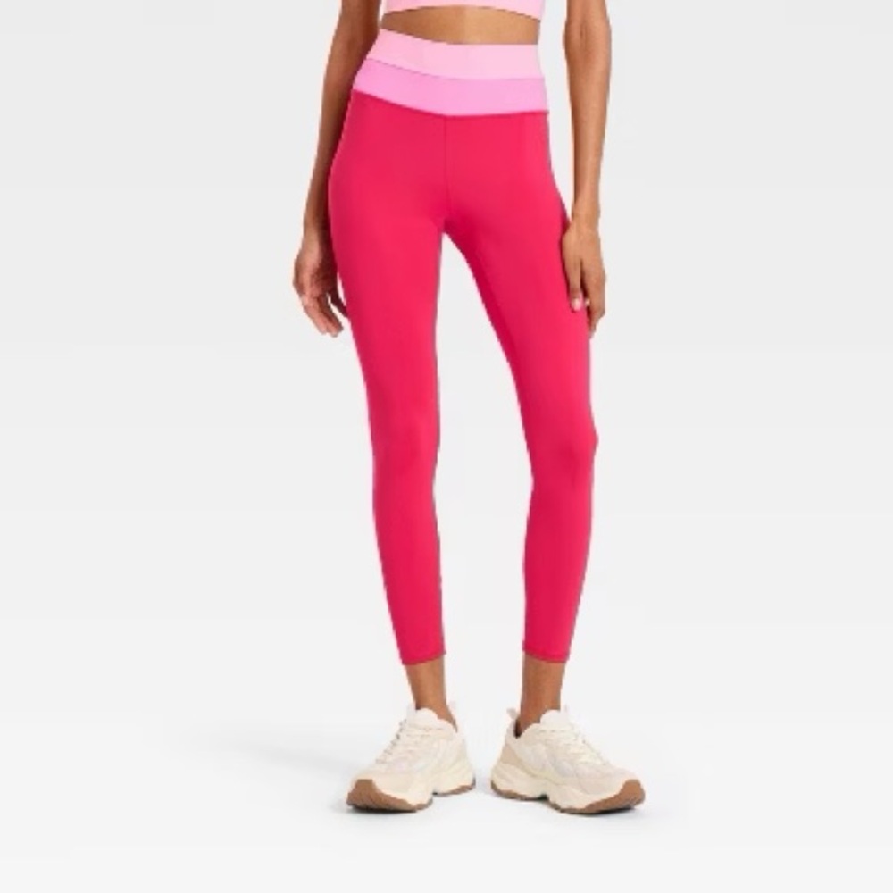 Women's High-Rise Colorblocked Leggings - JoyLab™ Red/Pink All Sizes
